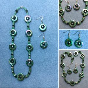 Aventurine, Coated MOP, Glass Pearl & Copper Set